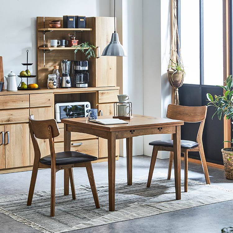 ダイニング3点セット DTスレイド+DCピンゴ ナチュラル 合皮座ダークブラウン