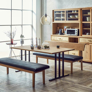 レイキⅡ リビングダイニングベンチ 肘あり #ウォールナット×ブラック #右肘