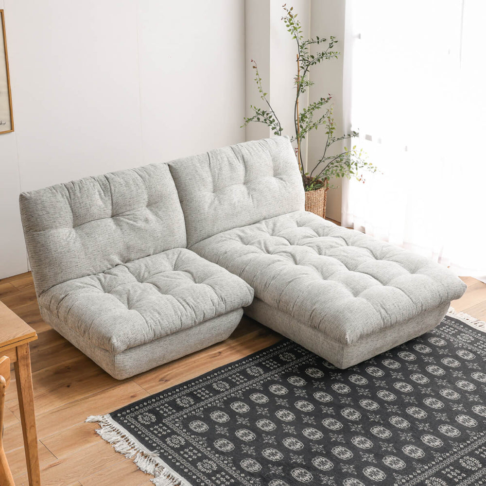 【OUTLET】ポフナ カウチソファ シルバーホワイト