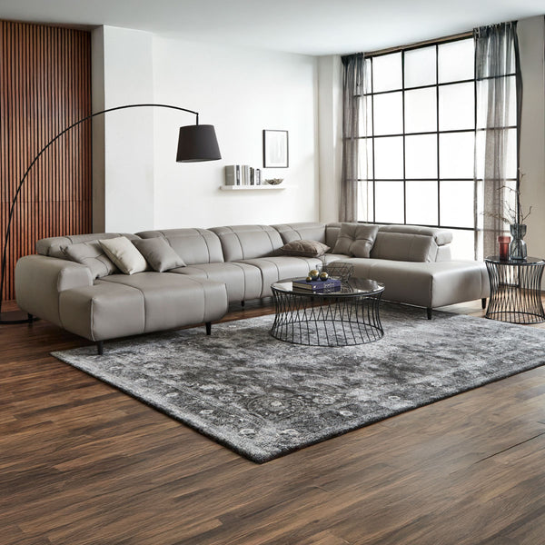 インぺリアLX　左コーナー右シェーズソファ　幅377cm #SILT21 スノーホワイト（シルキーレザーテックス） #シルキーレザーテックス