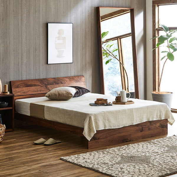 ケイチョウ ベッドフレーム 無垢 節有 スノコ付 #ウォールナット #シングルサイズ