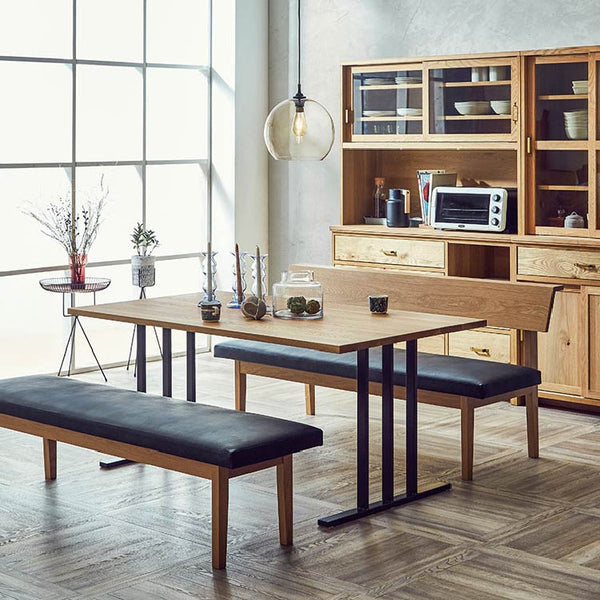 レイキⅡ リビングダイニングベンチ 肘なし #ウォールナット×ブラック #幅150cm