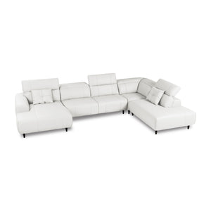 インぺリアLX　左コーナー右シェーズソファ　幅377cm #SILT21 スノーホワイト（シルキーレザーテックス） #シルキーレザーテックス