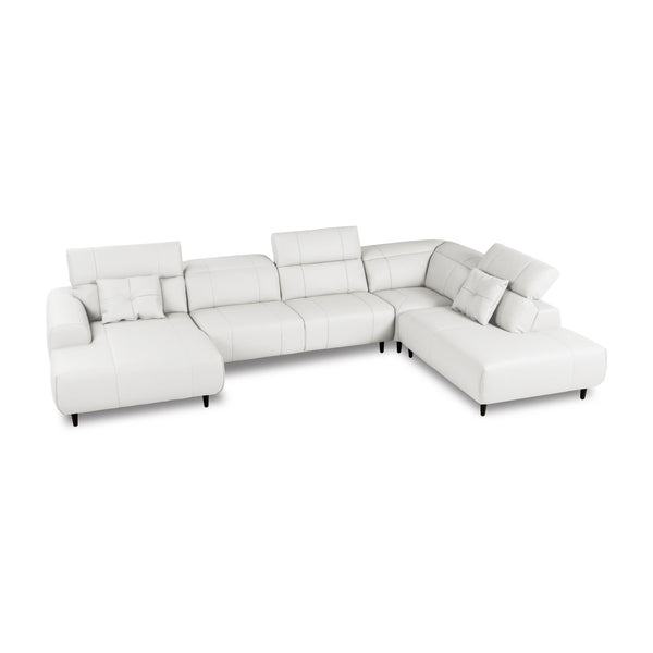 インぺリアLX　左コーナー右シェーズソファ　幅377cm #SILT21 スノーホワイト（シルキーレザーテックス） #シルキーレザーテックス