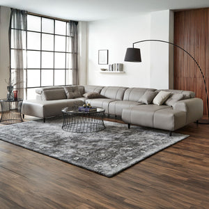 インぺリアLX 右コーナ左シェーズソファ　幅377cm #SILT21 スノーホワイト（シルキーレザーテックス） #シルキーレザーテックス