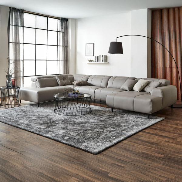 インぺリアLX 右コーナ左シェーズソファ　幅377cm #SILT21 スノーホワイト（シルキーレザーテックス） #シルキーレザーテックス