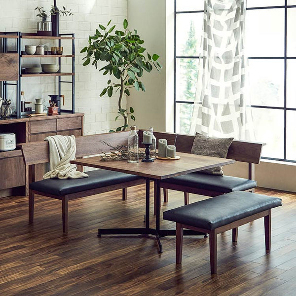 レイキⅡ リビングダイニングベンチ 肘なし #ウォールナット×ブラック #幅150cm