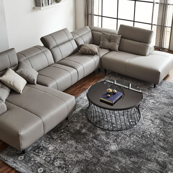 インぺリアLX　左コーナー右シェーズソファ　幅377cm #SILT21 スノーホワイト（シルキーレザーテックス） #シルキーレザーテックス