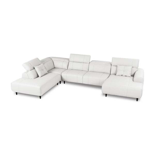 インぺリアLX 右コーナ左シェーズソファ　幅377cm #SILT21 スノーホワイト（シルキーレザーテックス） #シルキーレザーテックス