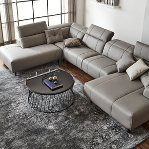 インぺリアLX 右コーナ左シェーズソファ　幅377cm #SILT21 スノーホワイト（シルキーレザーテックス） #シルキーレザーテックス